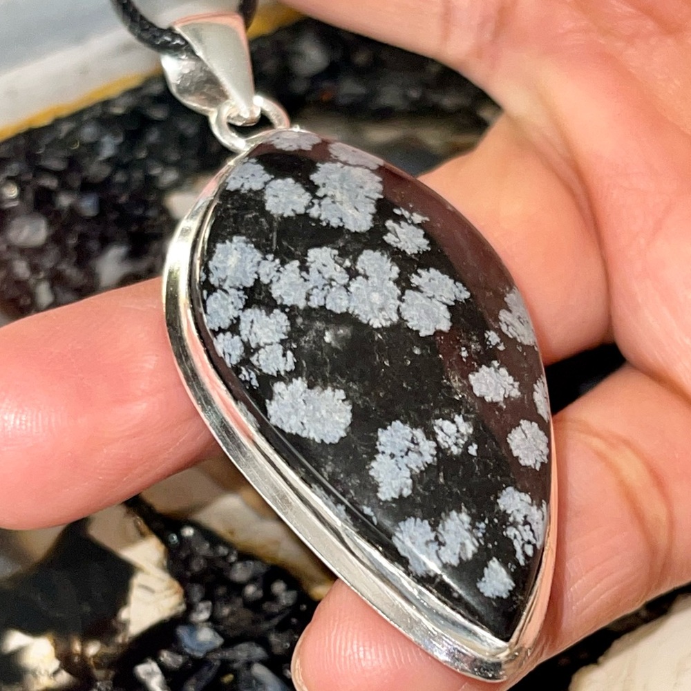 Snowflake Obsidian Pendant 2 1/2”